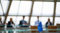 European flag on board table