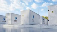 Energy storage systems or battery container units with turbine farm