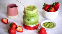 Life Hack: How to make an iced matcha latte at home, including strawberry puree