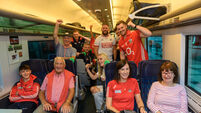 Cork fans at Kent Station heading to Dublin for the All-Ireland Hurling Final