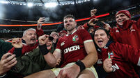 Hugo Keenan celebrates with fans after the match 26/7/2025
