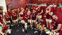 James Ryan celebrates in the dressing room after the match 26/7/2025
